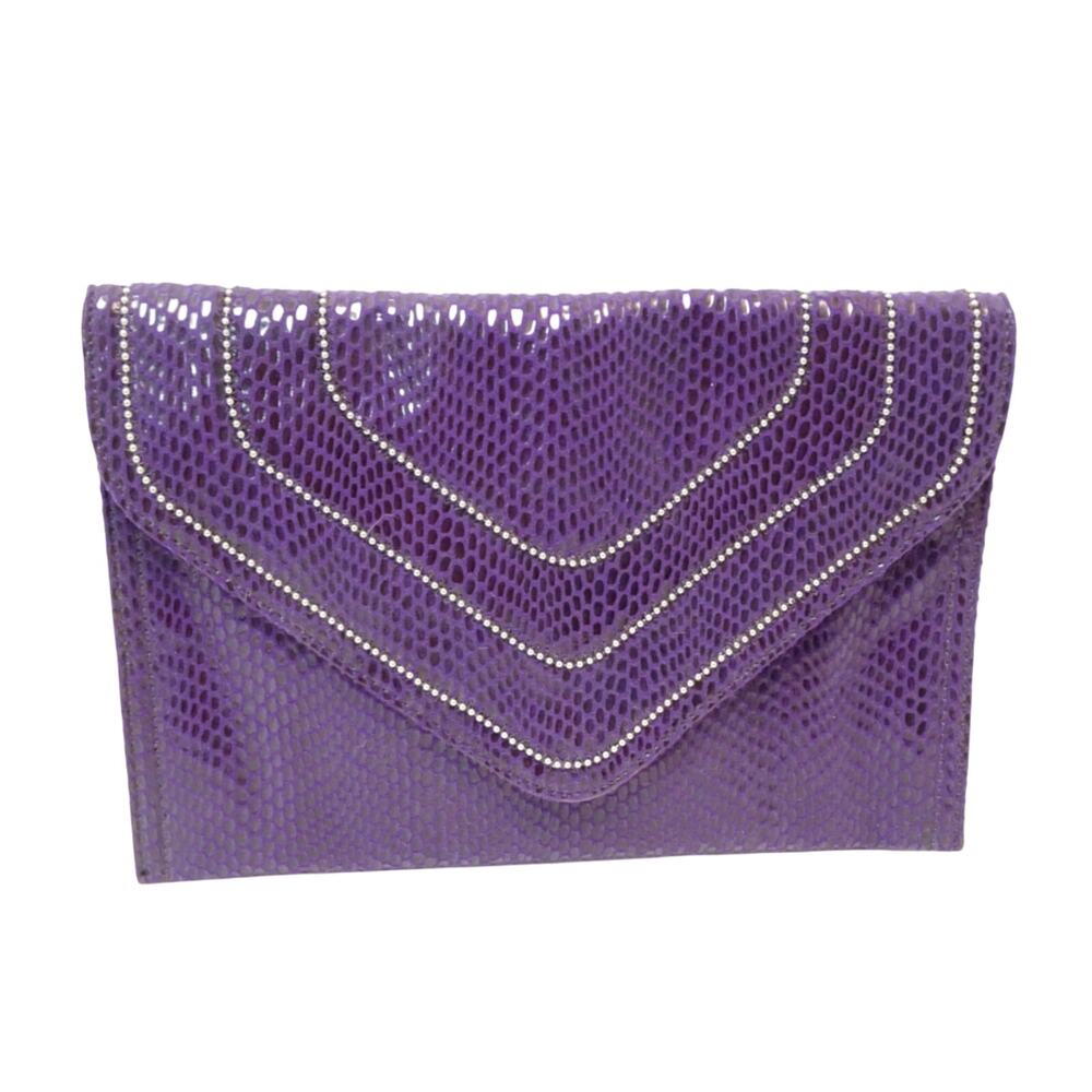 Jennifer Lopez Purple Snakeskin Clutch with Chain Strap